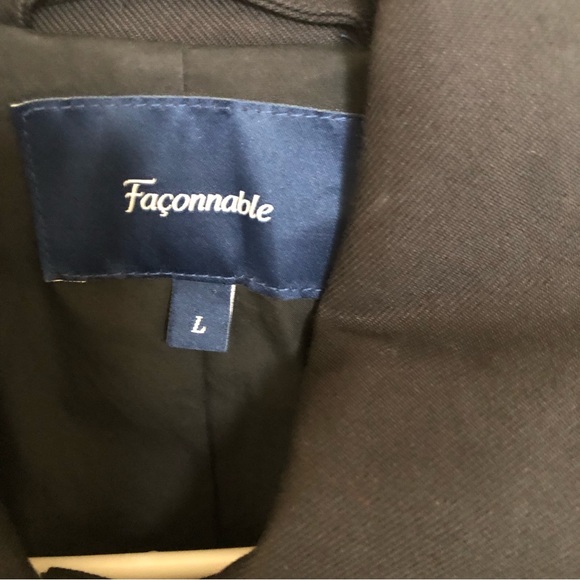 Faconnable 100% Cotton Lined 6 Button Black Women's Coat Jacket Size L - Picture 15 of 15